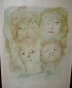 L�onor FINI lithographie QUATRE VISAGES