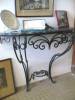 CONSOLE FER FORGE DESSUS MARBRE