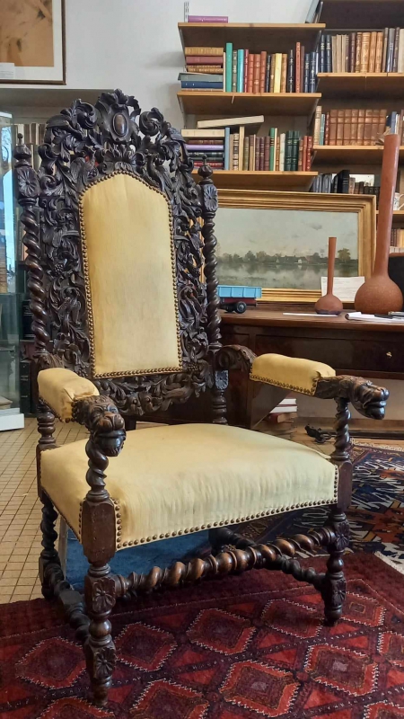 Fauteuil d'Apparat XIXe, de Style Renaissance