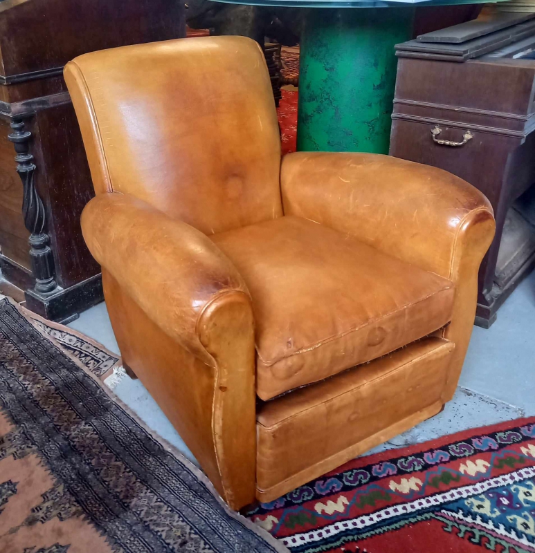 Fauteuil Club en Cuir, Annes 50