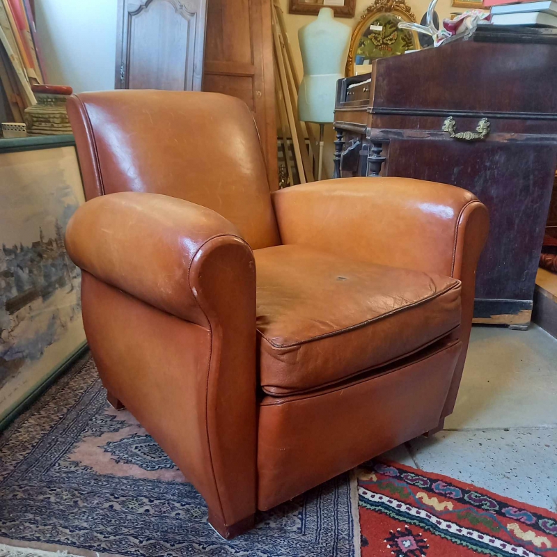 Fauteuil Club en Cuir, Annes 50 