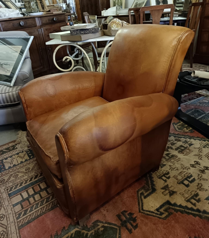 Fauteuil Club en Cuir, Annes 50