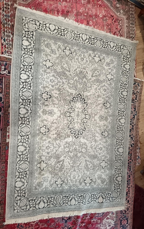 Tapis Inde Kashmir dcor persan fond vieux rose