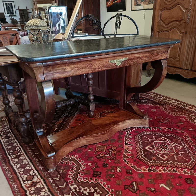 Console Placage Acajou Marbre Gris Saint Anne