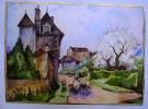 L BEGUET Aquarelle aux moutons