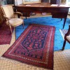 Turquie : Tapis mdaillon central rouge fond bleu 